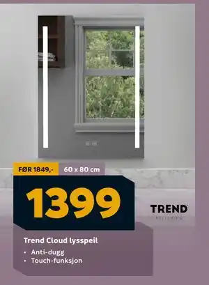 Megaflis Trend Cloud lysspeil, NOK 1399 tilbud