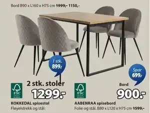 JYSK KOKKEDAL spisestol, NOK 1299 tilbud