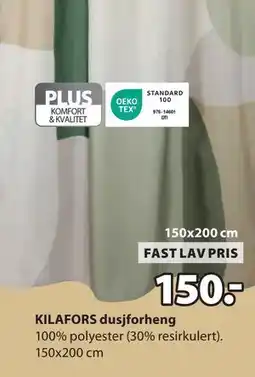 JYSK KILAFORS dusjforheng, NOK 150 tilbud