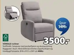 JYSK VONSILD recliner, NOK 3500 tilbud