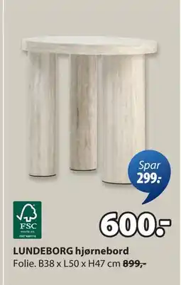 JYSK LUNDEBORG hjørnebord, NOK 600 tilbud