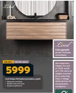 Megaflis Lind Unique 120 baderomsmøbel u/speil, NOK 5999 tilbud