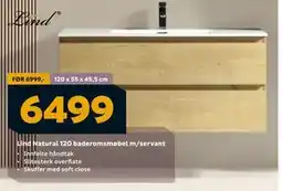 Megaflis Lind Natural 120 baderomsmøbel m/servant, NOK 6499 tilbud