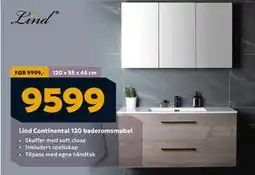 Megaflis Lind Continental 120 baderomsmøbel, NOK 9599 tilbud