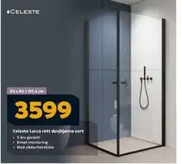 Megaflis Celeste Lucca rett dusjhjørne sort, NOK 3599 tilbud