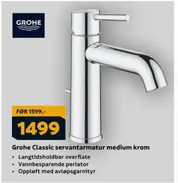Megaflis Grohe Classic servantarmatur medium krom, NOK 1499 tilbud
