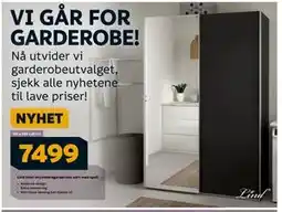 Megaflis Lind Nest skyvedørsgarderobe sort med speil, NOK 7499 tilbud