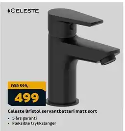 Megaflis Celeste Bristol servantbatteri matt sort, NOK 499 tilbud