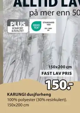 JYSK KARUNGI dusjforheng, NOK 150 tilbud