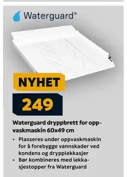 Megaflis Waterguard dryppbrett for oppvaskmaskin 60x49 cm, NOK 249 tilbud