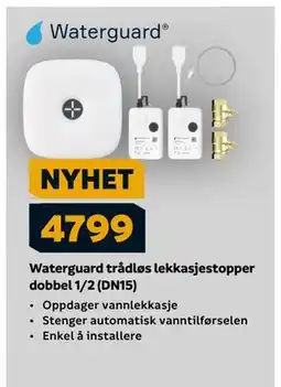Megaflis Waterguard trådløs lekkasjestopper dobbel 1/2 (DN15), NOK 4799 tilbud