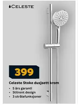 Megaflis Celeste Stoke dusjsett krom, NOK 399 tilbud