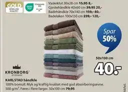 JYSK KARLSTAD håndkle., NOK 40 tilbud