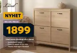 Megaflis Lind Leona skoskap eik 4 dører, NOK 1899 tilbud
