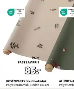 JYSK ROSENVARTS tekstilvoksduk, NOK 85 tilbud
