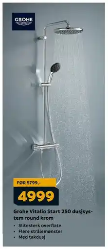 Megaflis Grohe Vitalio Start 250 dusjsystem round krom, NOK 4999 tilbud