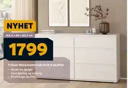 Megaflis Tvilum Nova kommode hvit 6 skuffer, NOK 1799 tilbud