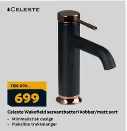 Megaflis Celeste Wakefield servantbatteri kobber/matt sort, NOK 699 tilbud