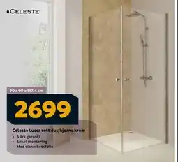 Megaflis Celeste Lucca rett dusjhjørne krom, NOK 2699 tilbud