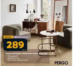 Megaflis Pergo laminatgulv Lillehammer Select Beige Oak, NOK 289 tilbud