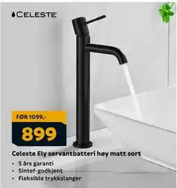 Megaflis Celeste Ely servantbatteri høy matt sort, NOK 899 tilbud
