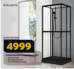 Megaflis Celeste Serata rett dusjkabinett sort, NOK 4999 tilbud