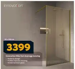 Megaflis Innovation Silke fast dusjvegg messing, NOK 3399 tilbud