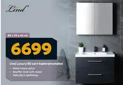 Megaflis Lind Luxury 80 sort baderomsmøbel, NOK 6699 tilbud