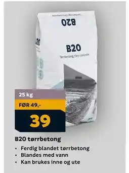 Megaflis B20 tørrbetong, NOK 39 tilbud