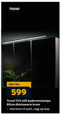 Megaflis Trend Tiril LED baderomslampe 80cm dimtowarm krom, NOK 599 tilbud