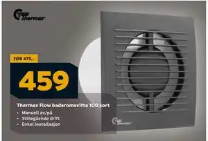 Megaflis Thermex Flow baderomsvifte 100 sort, NOK 459 tilbud