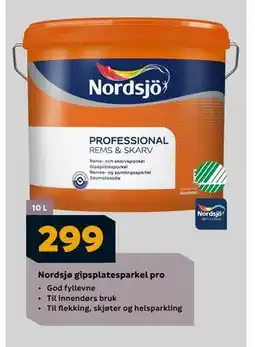 Megaflis Nordsjø gipsplatesparkel pro, NOK 299 tilbud