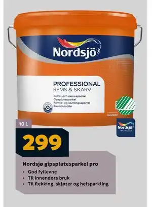 Megaflis Nordsjø gipsplatesparkel pro, NOK 299 tilbud
