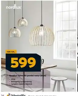 Megaflis Nordlux Chino 40 pendel natur (brun), NOK 599 tilbud