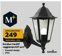 Megaflis Nordlux Cardiff vegglampe E27 sort, NOK 299, Medlemspris tilbud