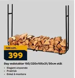 Megaflis Day vedstabler 150/220x105x21/30cm stål, NOK 399 tilbud