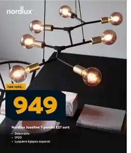 Megaflis Nordlux Josefine 7-pendel E27 sort, NOK 949 tilbud