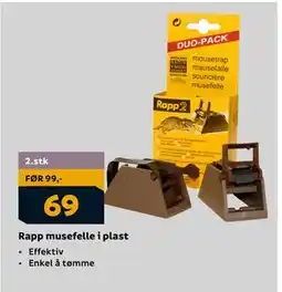 Megaflis Rapp musefelle i plast, NOK 69 tilbud