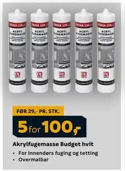 Megaflis Akrylfugemasse Budget hvit, NOK 100 tilbud