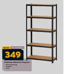 Megaflis Probuilder stålreol 5h 175 kg sort, NOK 349 tilbud