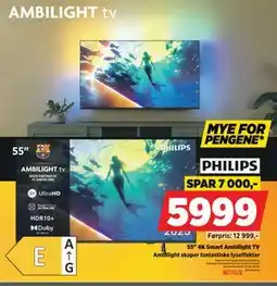 POWER 55 4K Smart Ambilight TV, NOK 5999 tilbud