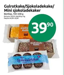 Joker Gulrotkake/Sjokoladekake/ Mini sjokoladekaker, NOK 39.9 tilbud