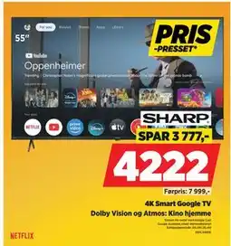 POWER 4K Smart Google TV, NOK 4222 tilbud