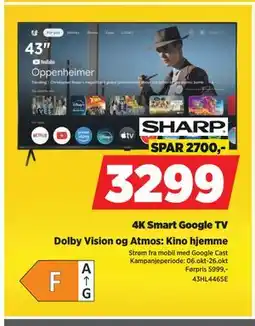 POWER 4K Smart Google TV, NOK 3299 tilbud
