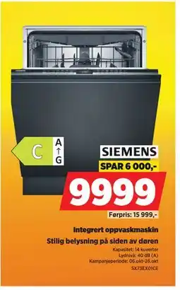 POWER Integrert oppvaskmaskin, NOK 9999 tilbud