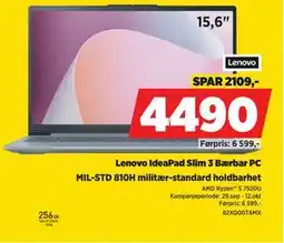 POWER Lenovo IdeaPad Slim 3 Bærbar PC, NOK 4490 tilbud