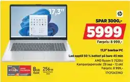 POWER 17,3 bærbar PC, NOK 5999 tilbud