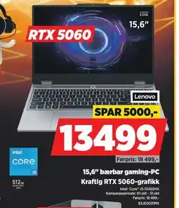 POWER 15,6 bærbar gaming-PC, NOK 13499 tilbud