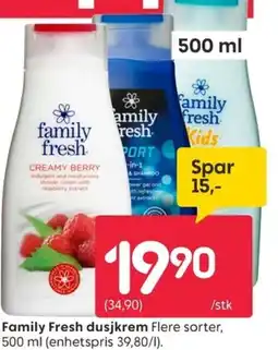 Rusta Family Fresh dusjkrem tilbud