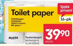 Rusta Toalettpapir tilbud